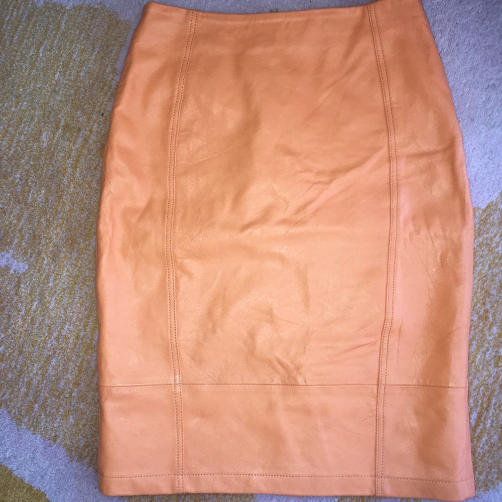 Leather pencil skirt.